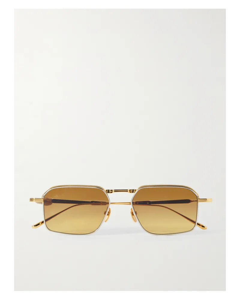 Jacques Marie Mage Koenig Goldfarbene Sonnenbrille Mit Eckigem Rahmen Gold