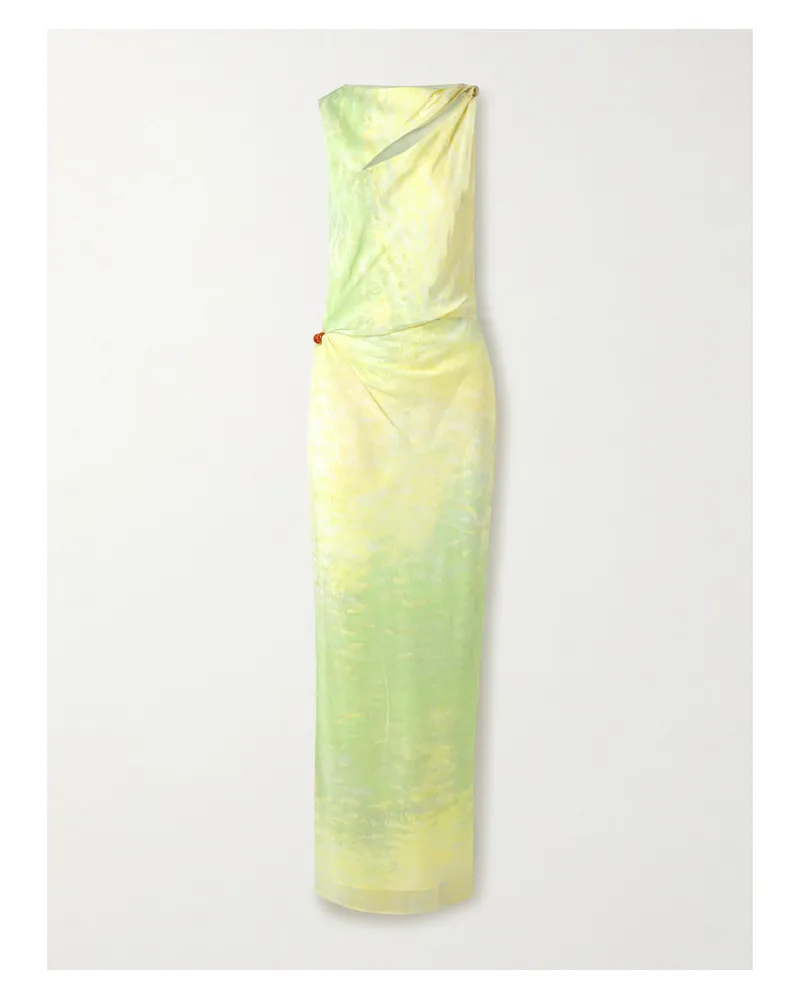 SIR Citterio Maxikleid Aus Bedrucktem Crêpe De Chine Mit Cut-outs Und Verzierungen - Gelb Gelb