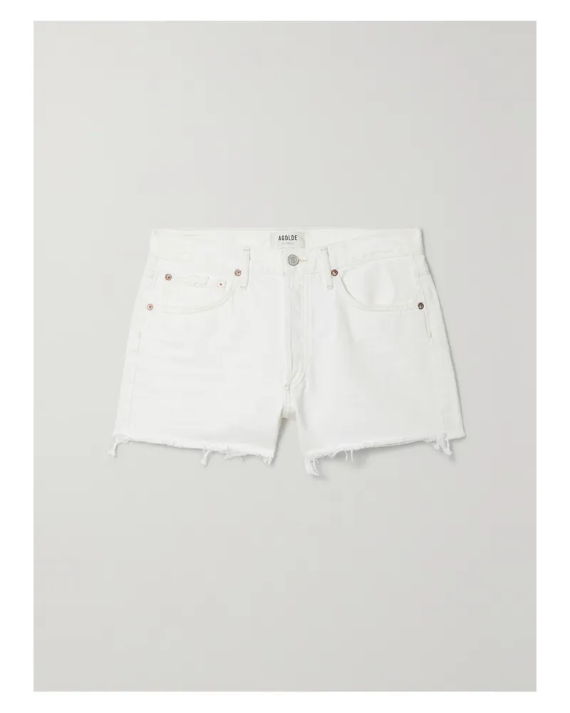 AGOLDE Parker Jeansshorts In Distressed-optik - Weiß Weiß