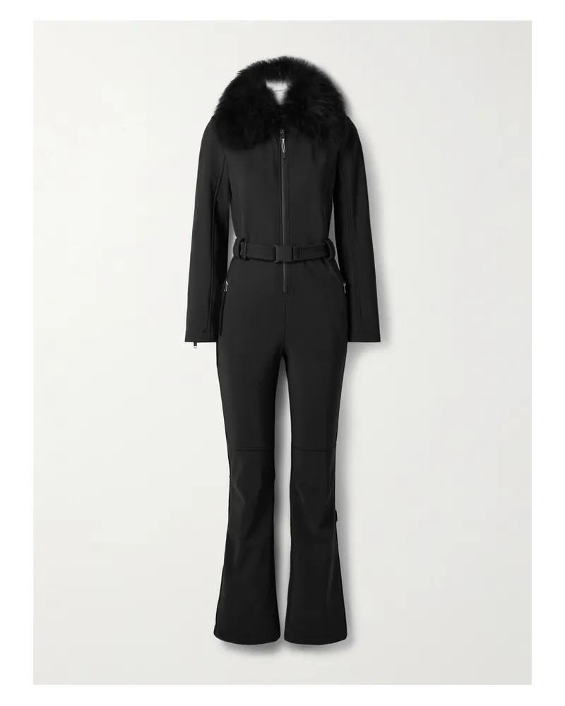 Yves Salomon Skianzug Mit Shearling-besatz Und Gürtel - Schwarz Schwarz