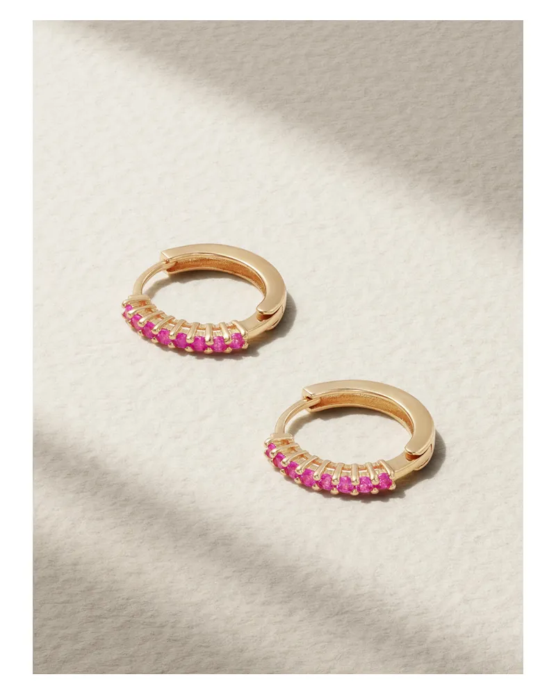 MATEO 14-karat Gold Sapphire Hoop Earrings - Red Red