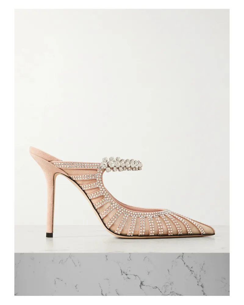 Jimmy Choo Bing Mules aus Veloursleder und Mesh Pink