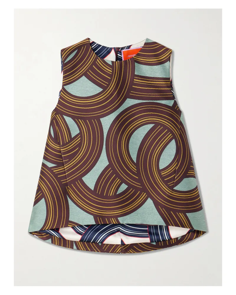 La DoubleJ La Scala Darted Jacquard-satin Top - Blue Blue
