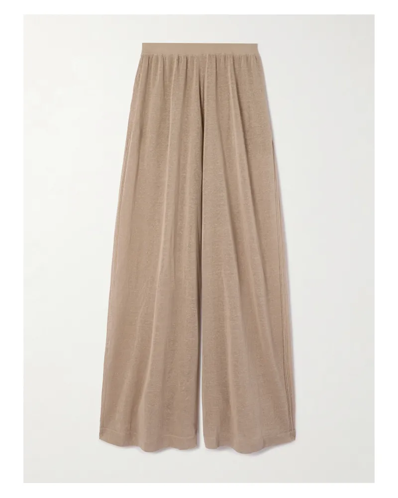 Alaïa Linen And Silk-blend Pants - Brown Brown