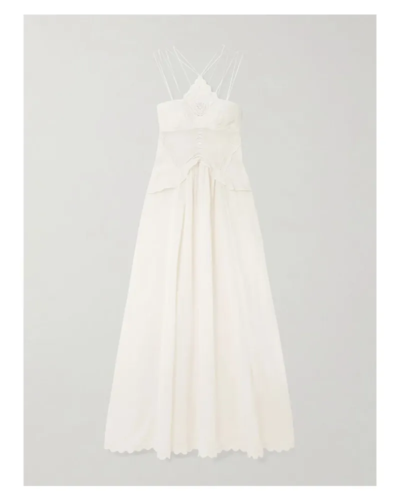 Isabel Marant Lindy Maxikleid Aus Ramie Mit Spitzenbesätzen Und Stickereien - Neutral Neutral