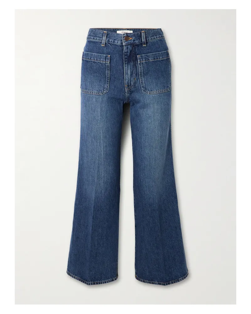 Chloé Verkürzte, Hoch Sitzende Bootcut-jeans Blau