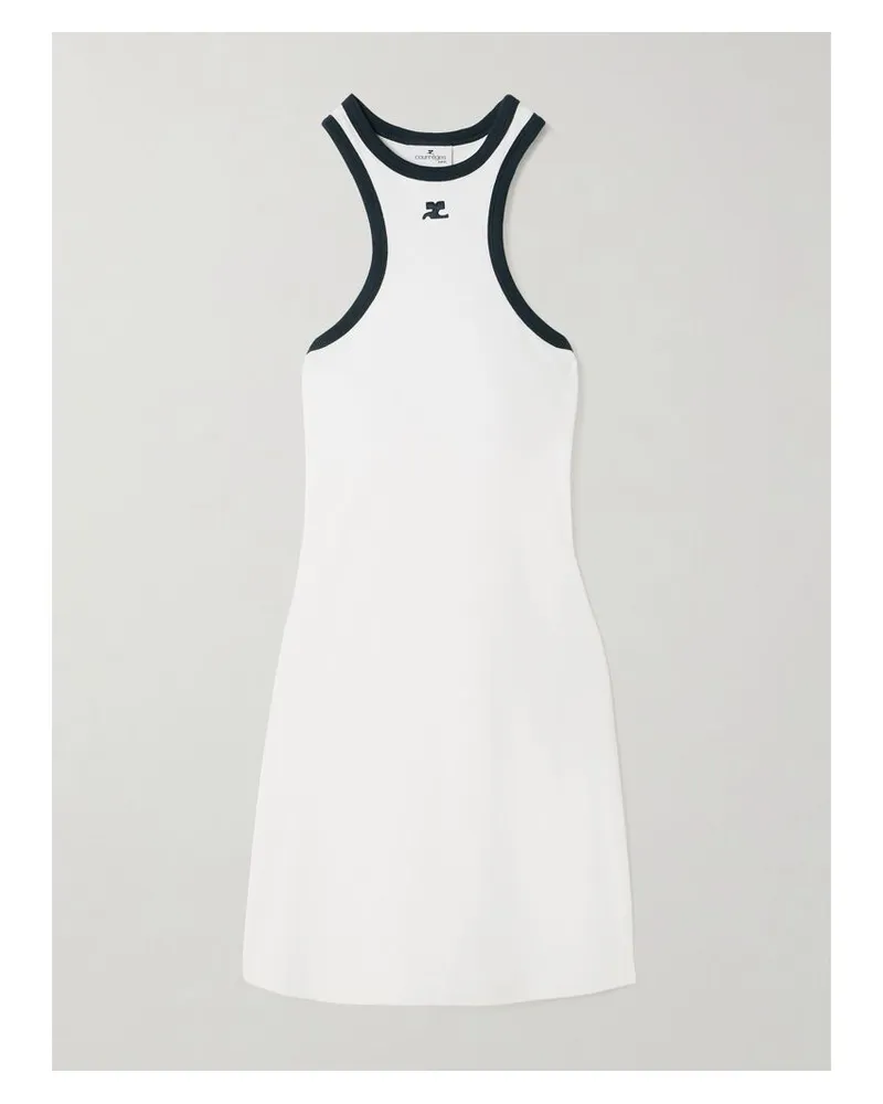 Courrèges Minikleid Aus Baumwoll-jersey Mit Stickerei - Weiß Weiß
