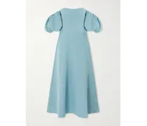 Nina Off-the-shoulder Paneled Twill Midi Dress - Blue