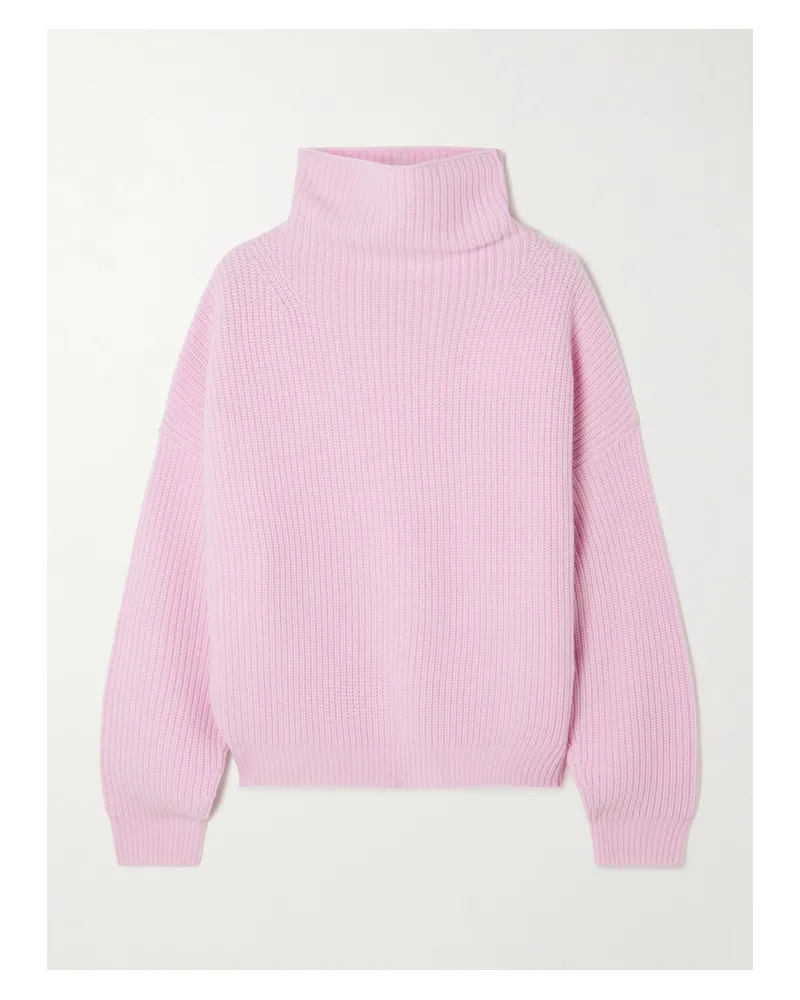 Isabel Marant Brooke Rollkragenpullover Aus Einer Gerippten Merinowoll-kaschmirmischung - Pink Pink