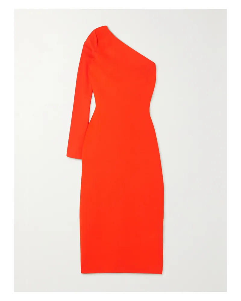 Victoria Beckham Vb Body Asymmetrisches Midikleid Aus Stretch-strick - Orange Orange