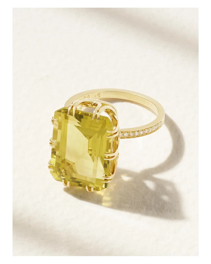 Ileana Makri Solitaire Crown 18-karat Gold, Topaz And Diamond Ring - Yellow Yellow