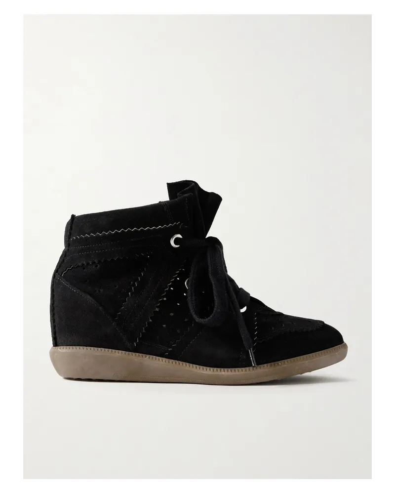 Isabel Marant Bobby Suede Wedge Sneakers - Black Black