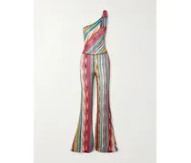 Asymmetrischer Jumpsuit Aus Metallic-häkelstrick - Mehrfarbig
