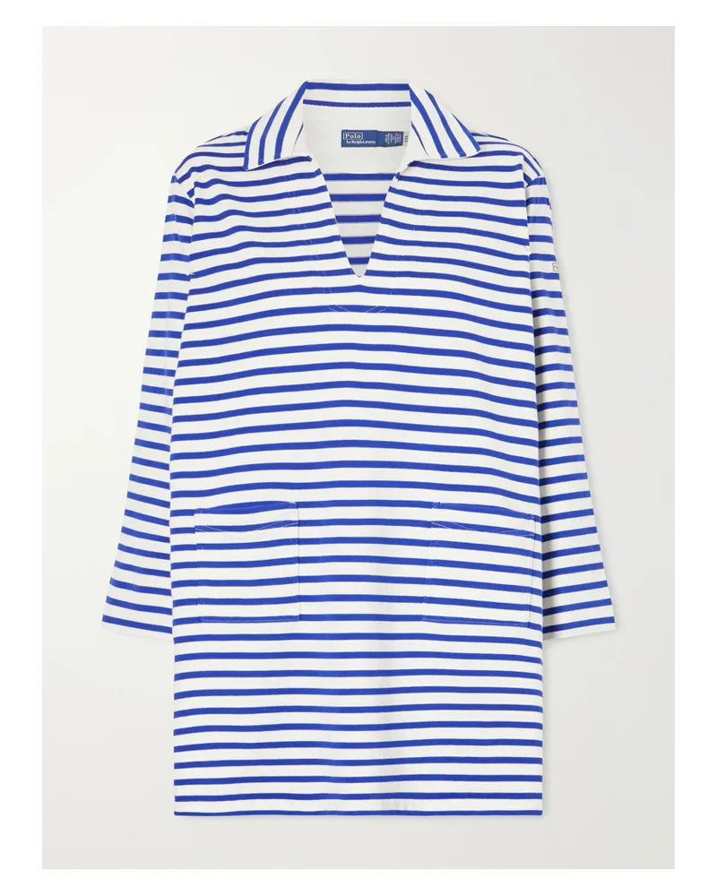Ralph Lauren Striped Cotton-jersey Mini Dress - Blue Blue