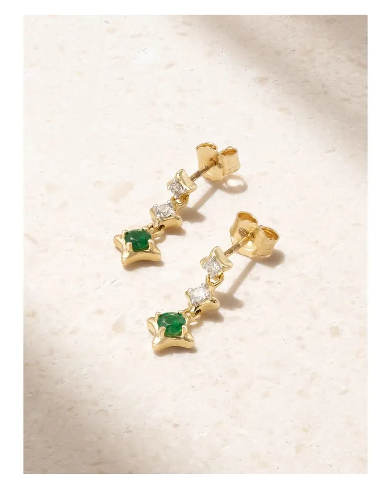 Stone & Strand Lights Ohrringe Aus 14 Karat Gold Mit Diamanten Und Smaragden Gold