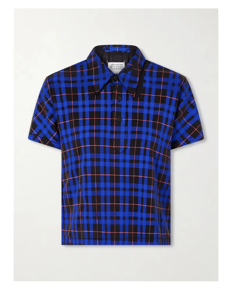 Maison Margiela Checked Twill Polo Shirt - Blue Blue
