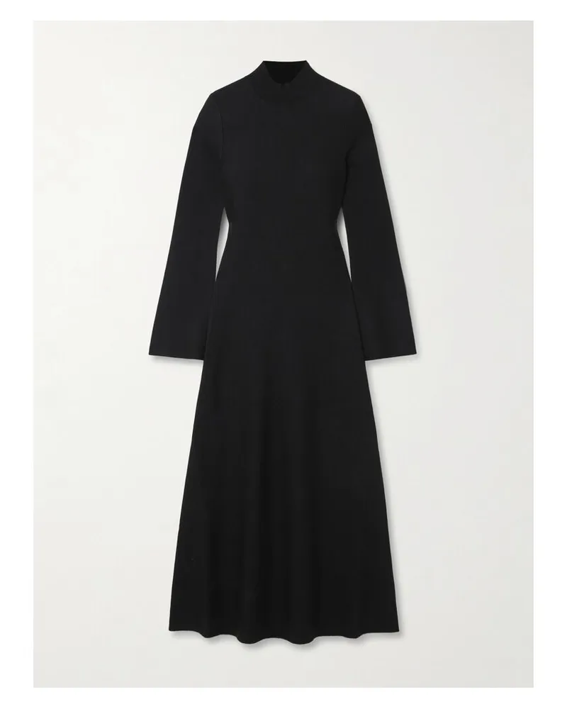 Gabriela Hearst Erebus Midikleid Aus Einer Mischung Aus Wolle, Kaschmir Und Seide Mit Stehkragen - Schwarz Schwarz