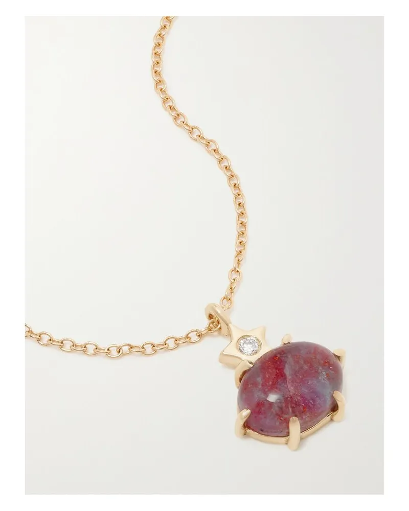 Andrea Fohrman Mini Cosmo Kette Aus 14 Karat Gold Mit Kyanit Und Diamant - Rot Rot