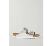 Arizona Metallic Leather Sandals - Silver