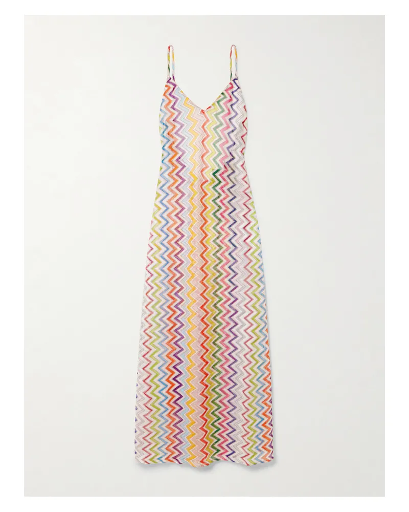 Missoni Maxikleid Aus Gestreiftem Häkelstrick In Metallic-optik - Mehrfarbig Mehrfarbig