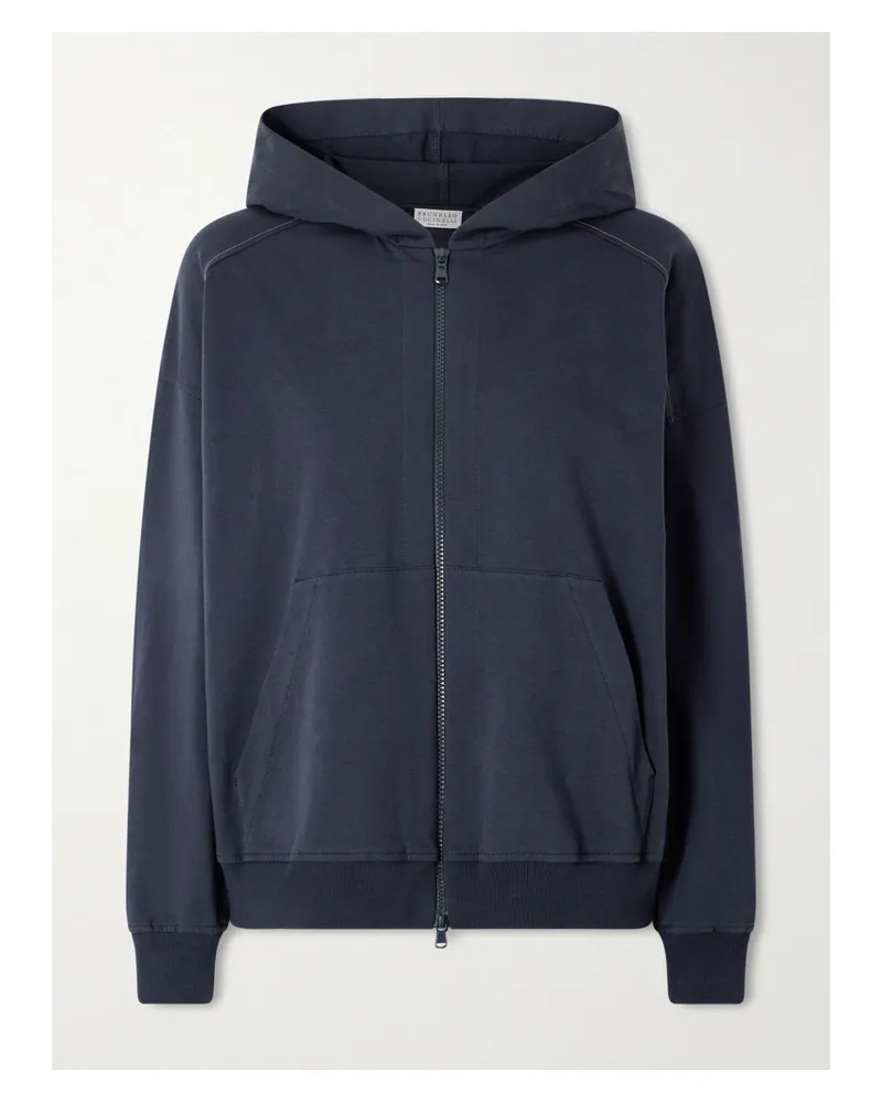 Brunello Cucinelli Kapuzenjacke Aus Jersey Aus Einer Baumwollmischung - Blau Blau