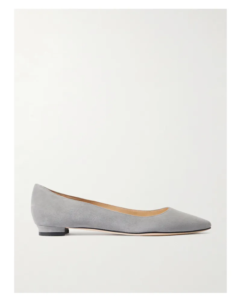 Manolo Blahnik Bb Suede Ballet Flats - Gray Gray