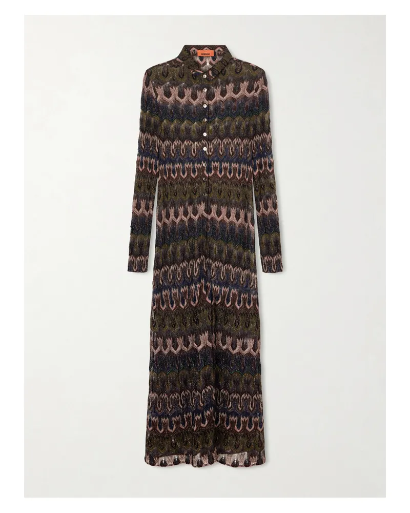 Missoni Metallic Crochet-knit Cardigan - Brown Brown