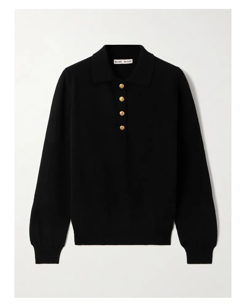 Blazé Milano Highland Pullover Aus Einer Woll-kaschmirmischung Mit Polokragen - Schwarz Schwarz