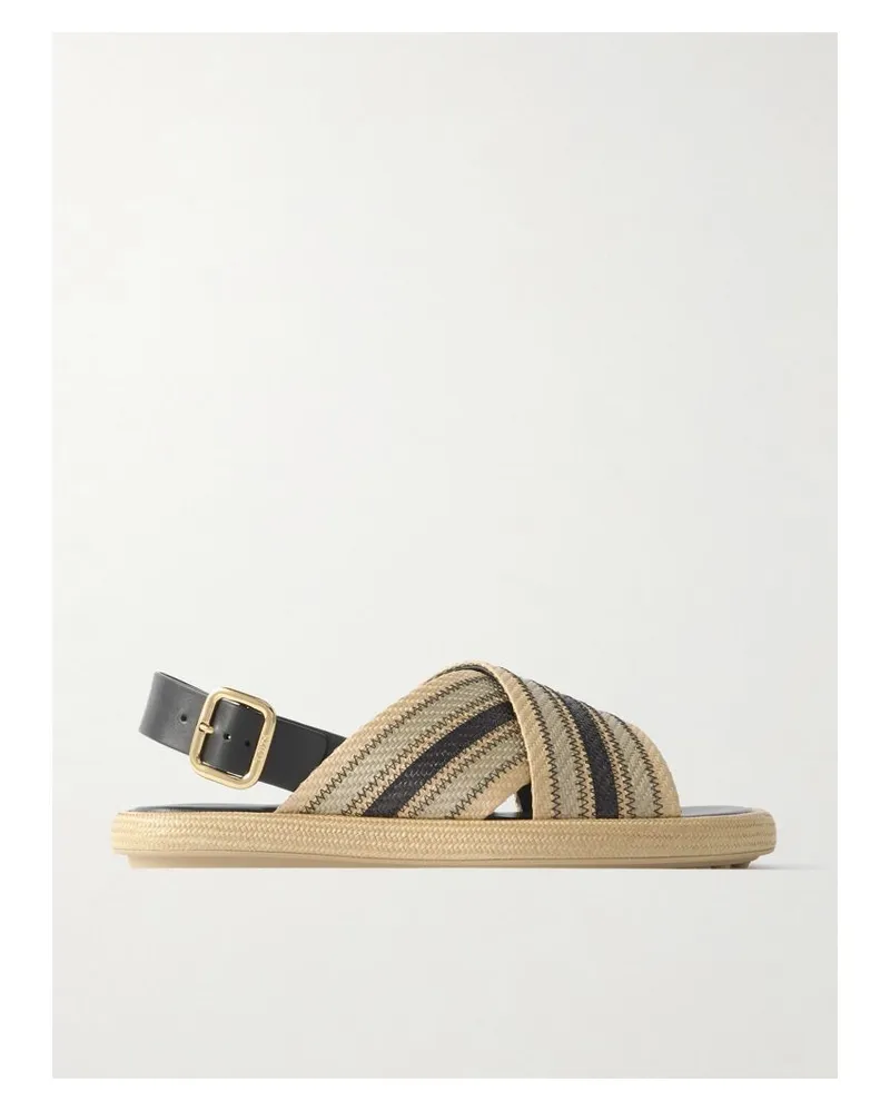 TOD'S Sandalen Aus Raffiabast Mit Streifen Und Lederbesätzen - Neutral Neutral