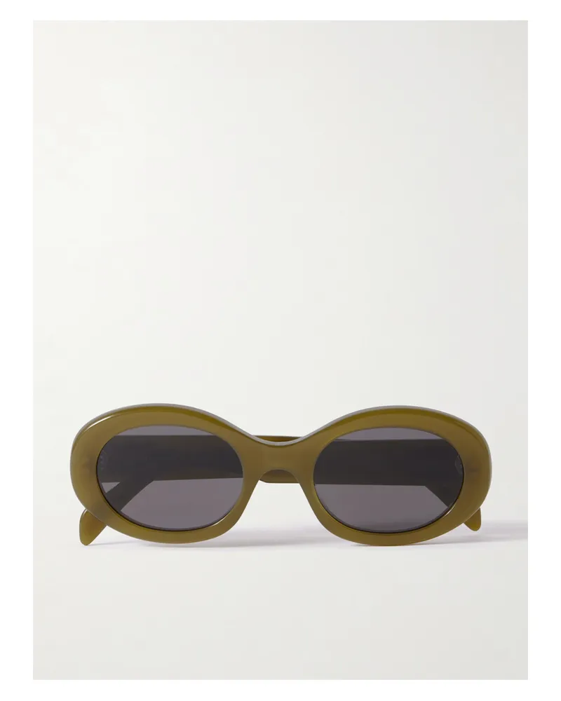 Celine Triomphe Sonnenbrille Mit Ovalem Rahmen Aus Azetat - Grün Grün