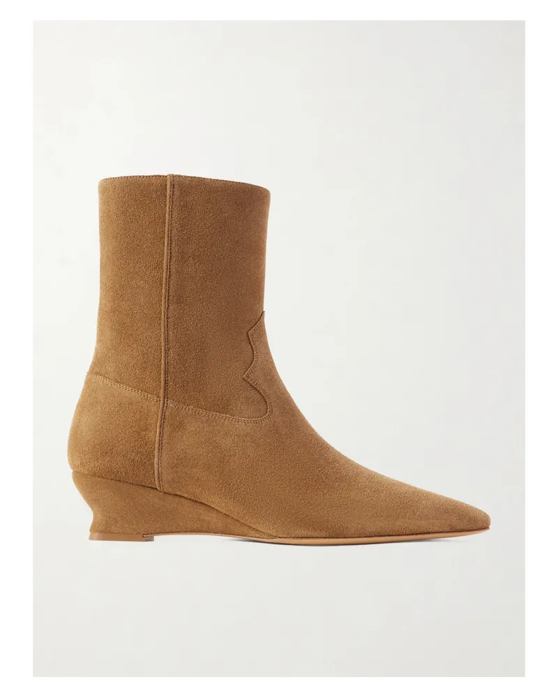 Le Monde Béryl Nina Ankle Boots Aus Veloursleder Mit Keilabsatz - Braun Braun