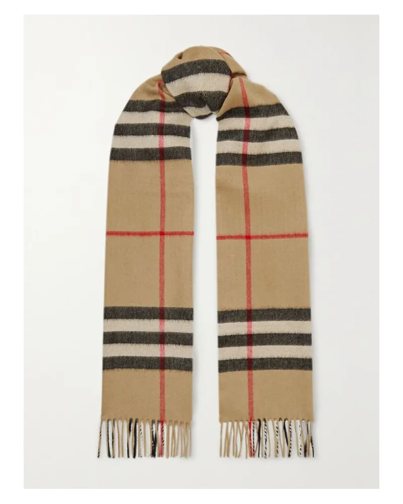 Burberry Net Sustain Karierter Kaschmirschal Mit Fransen - Braun Braun