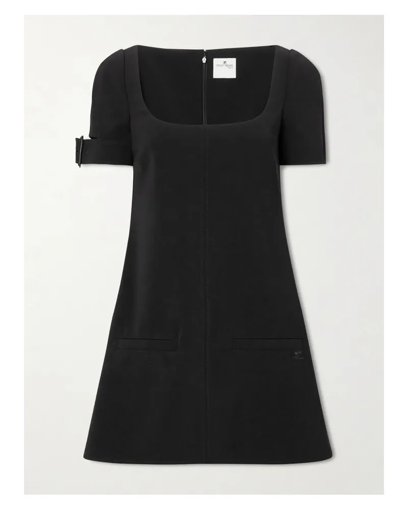 Courrèges Buckled Crepe Mini Dress - Black Black