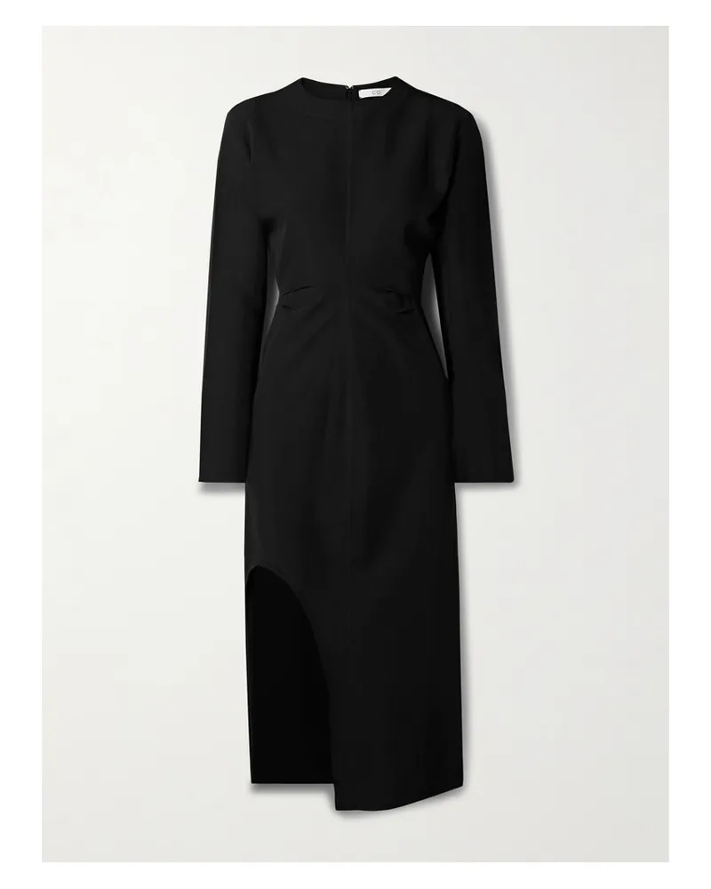 Co Midikleid Aus Crêpe Mit Falten - Schwarz Schwarz