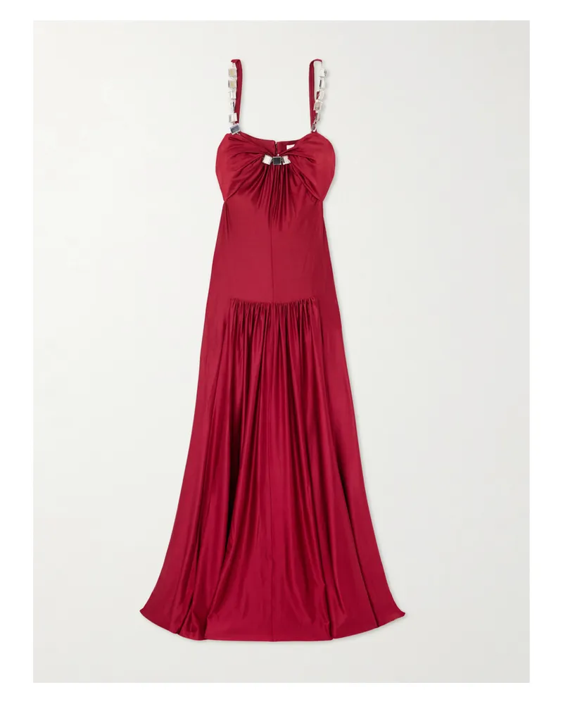 Paco Rabanne Maxikleid Aus Stretch-jersey Mit Raffungen Und Verzierungen - Rot Rot