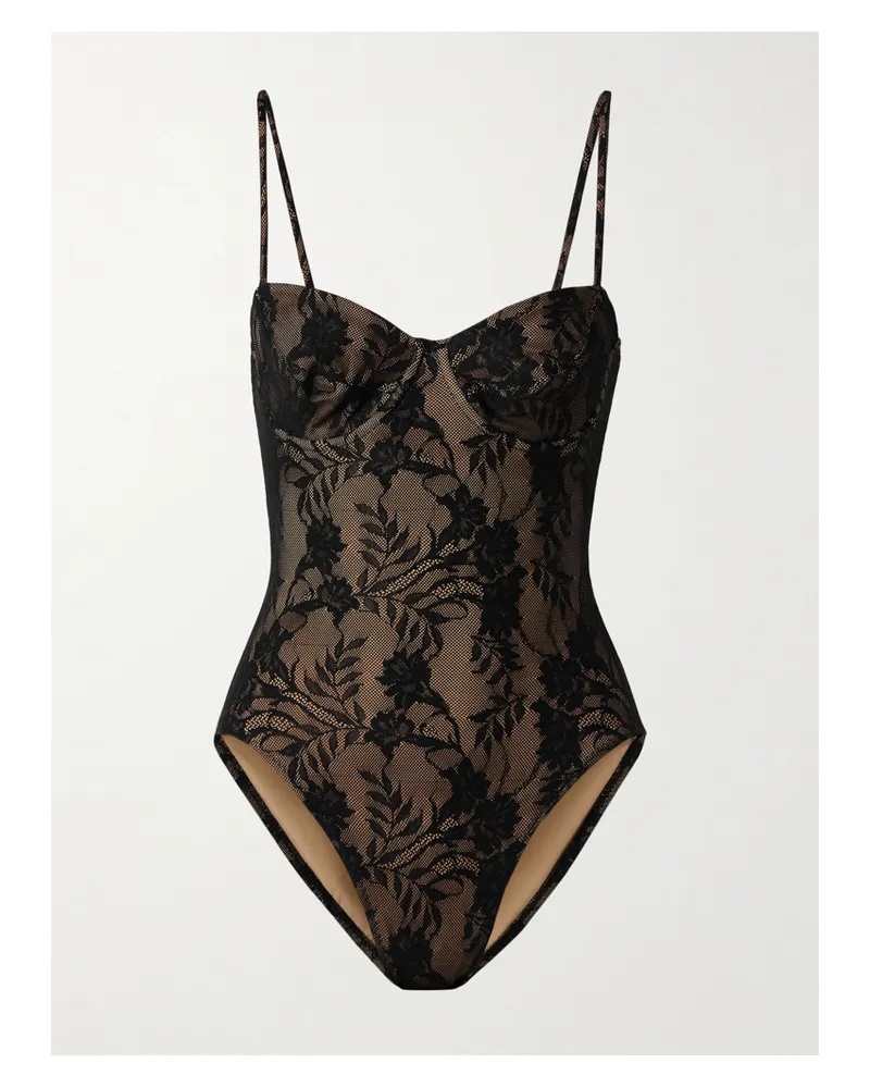 Norma Kamali Mio Lace Underwired Bodysuit - Black Black