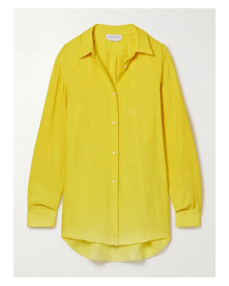 Gabriela Hearst Reyes Hemd Aus Einer Kaschmir-seidenmischung Mit Fischgratmuster - Gelb Gelb