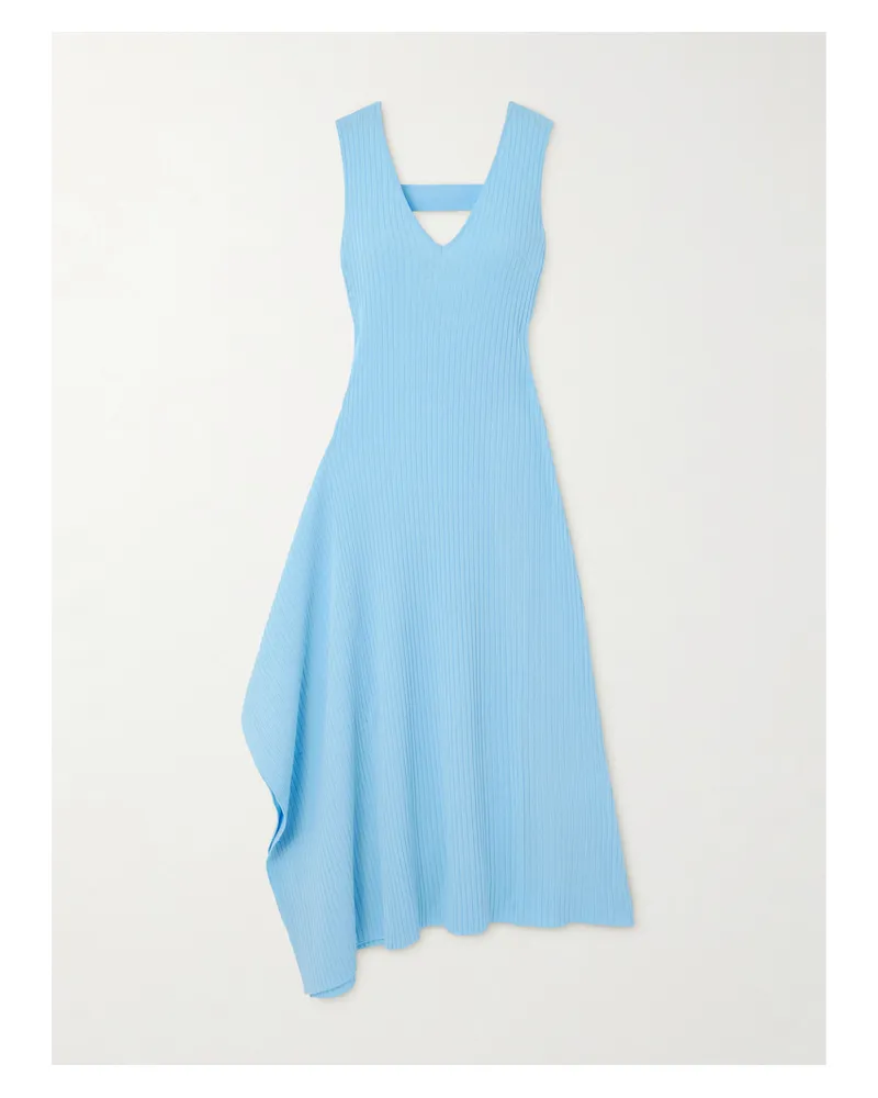 AZ FACTORY Lutz Huelle Serena Asymmetrisches Midikleid Aus Rippstrick - Blau Blau