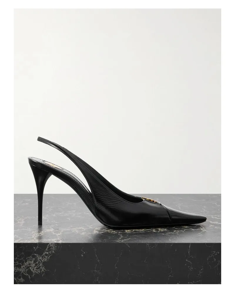 Saint Laurent Babylone Slingback-pumps Aus Leder Mit Cut-outs - Schwarz Schwarz