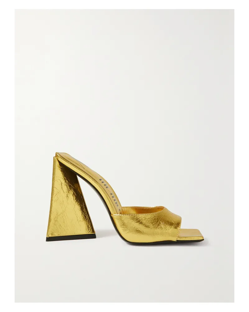 ATTICO Devon Mules Aus Metallic-leder In Knitteroptik - Gold Gold