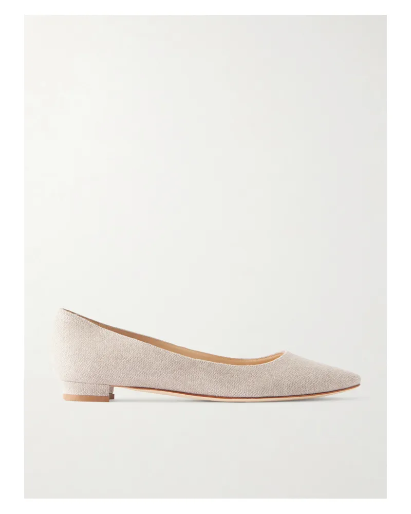 Manolo Blahnik Tweed Ballerina Flats - Gray Gray