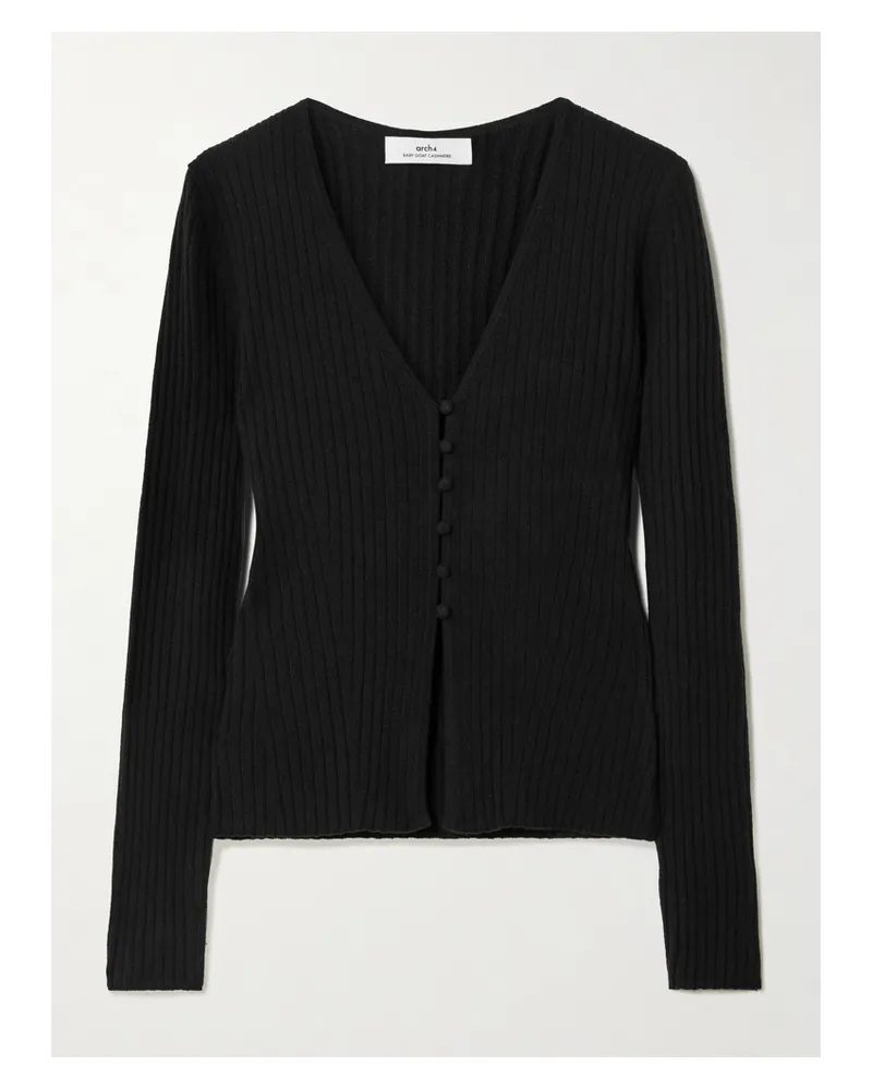 arch4 New Cami Cardigan Aus Geripptem Biokaschmir - Schwarz Schwarz