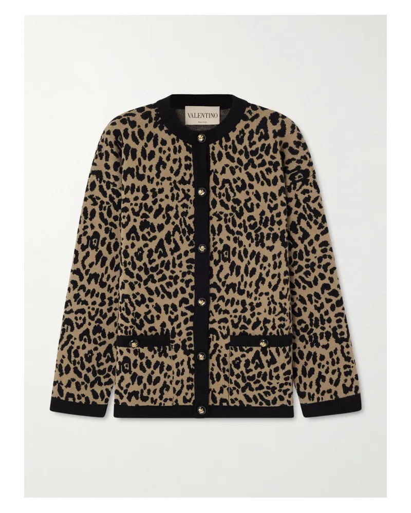Valentino Garavani Cardigan Aus Jacquard-strick Mit Leopardenmuster - Animal-Print Animal-print