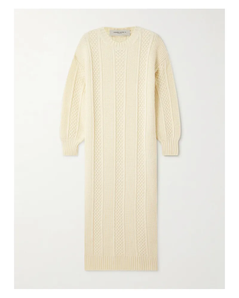 Golden Goose Gestricktes Maxikleid Aus Wolle Mit Stickerei - Creme Creme