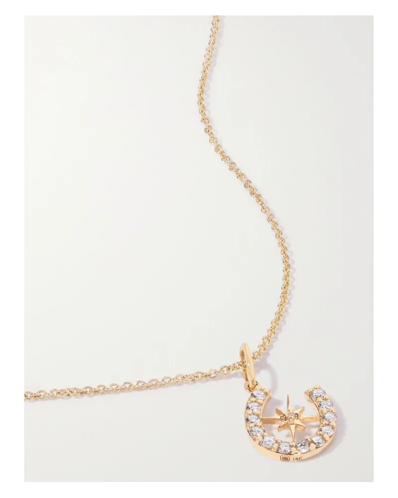 Sydney Evan Starburst Horseshoe Kette Aus 14 Karat Gold Mit Diamanten Gold