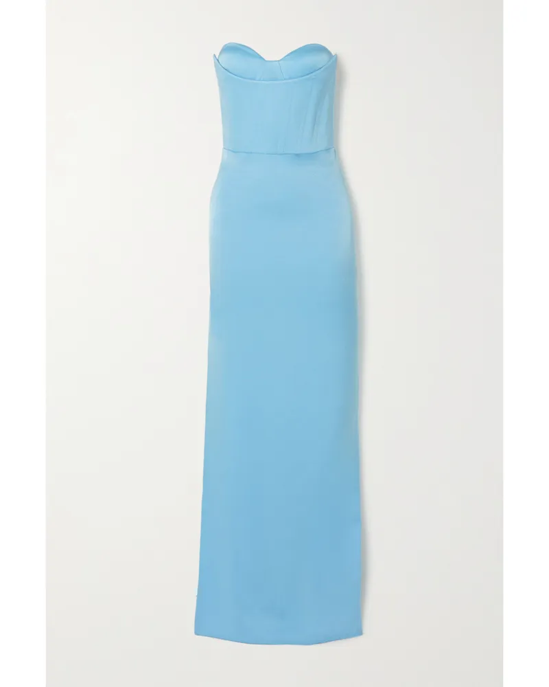 Alex Perry Honore Trägerlose Robe Aus Satin-crêpe - Blau Blau