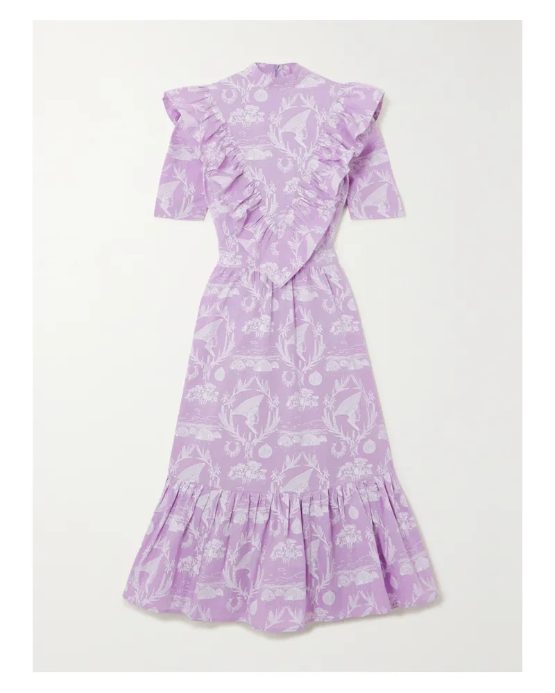 Sindiso Khumalo Celie Midikleid Aus Bedruckter Baumwolle - Lila Lila