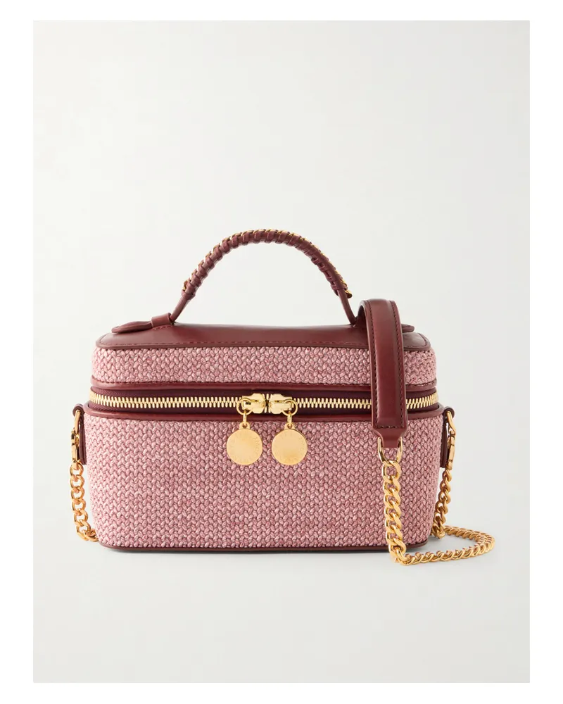 Stella McCartney Falabella Vanity Case Vegetarian Leather-trimmed Raffia Shoulder Bag - Burgundy Burgundy