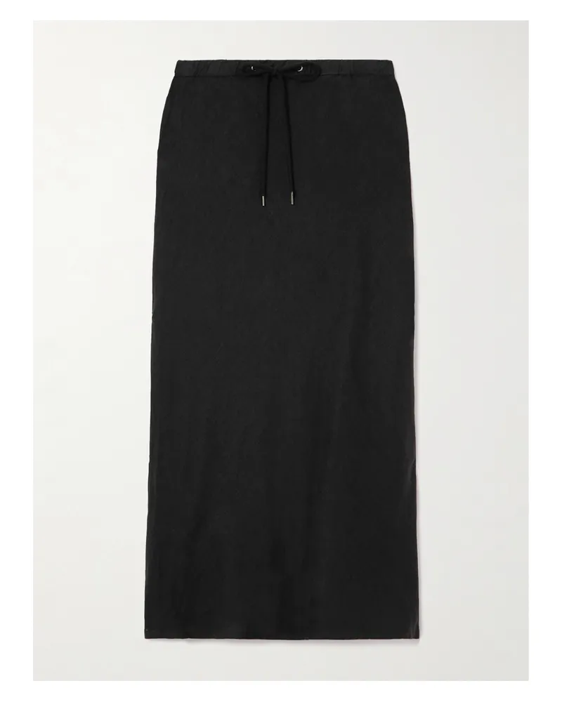 James Perse Surfside Asymmetric Linen Skirt - Black Black