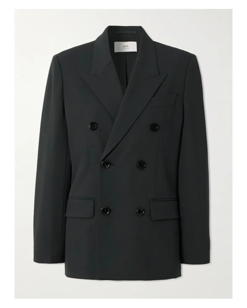 AMI Paris Doppelreihiger Oversized-blazer Aus Wolle - Schwarz Schwarz